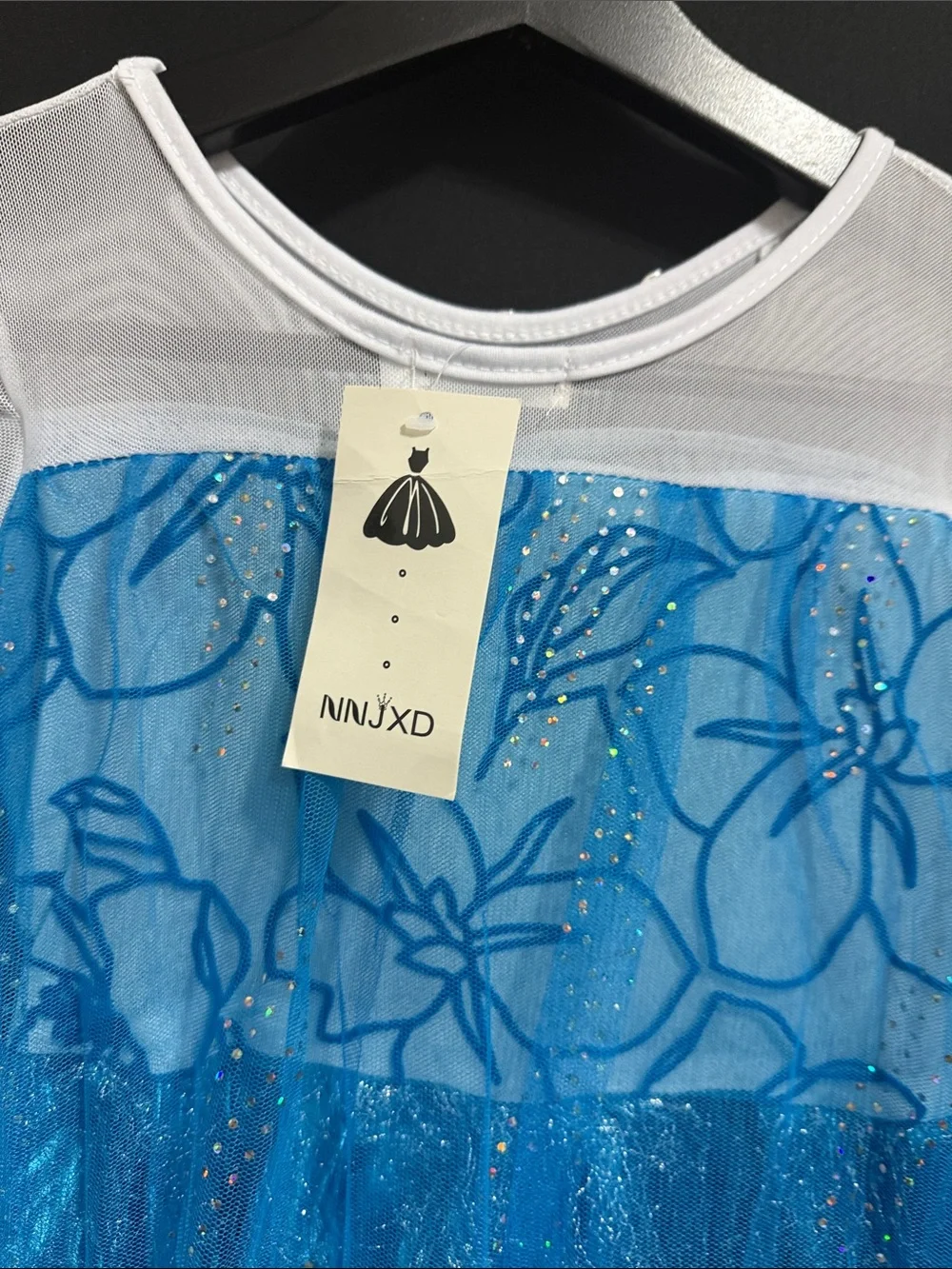 Girls Frozen Inspired Blue Sparkle Princess Costume Dress